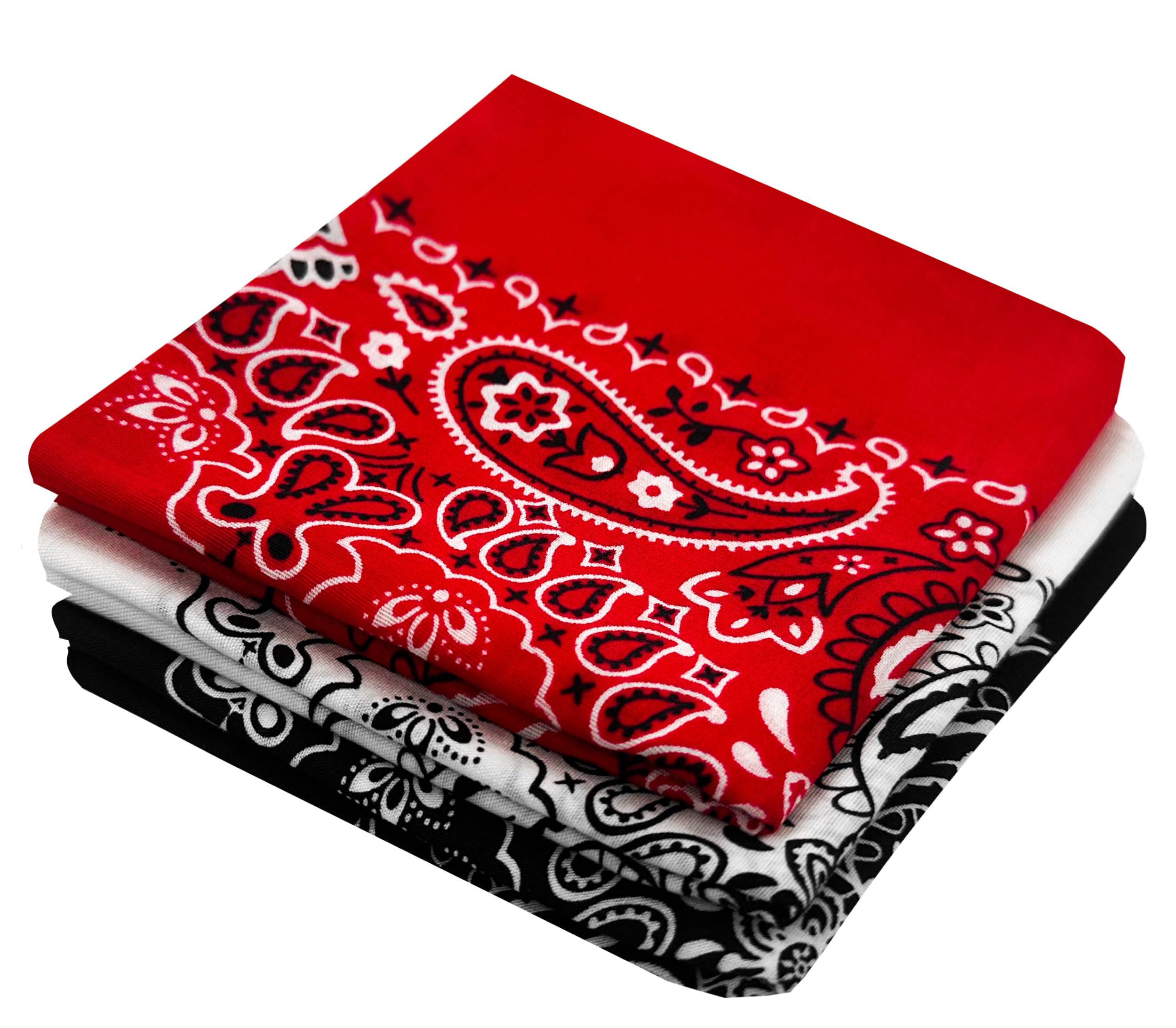 Every-ville Cotton Bandana Handkerchief for Men &amp; Women, 3 Pack
