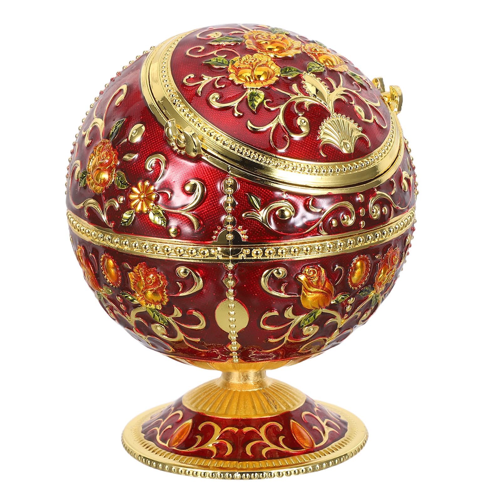 Cendrier vintage avec couvercle rabattable en fer rouge résistant vent