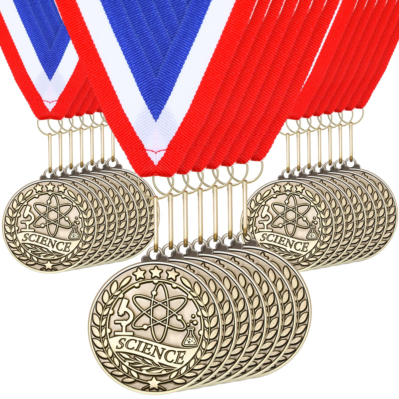 Quelay Goldmedaillen mit Halsbändern, Metall-Trophäe, Preis, Geschenk für Turniere, Wettbewerbe, Party, Kinder und Erwachsene, 5,1 cm, 100 Stück