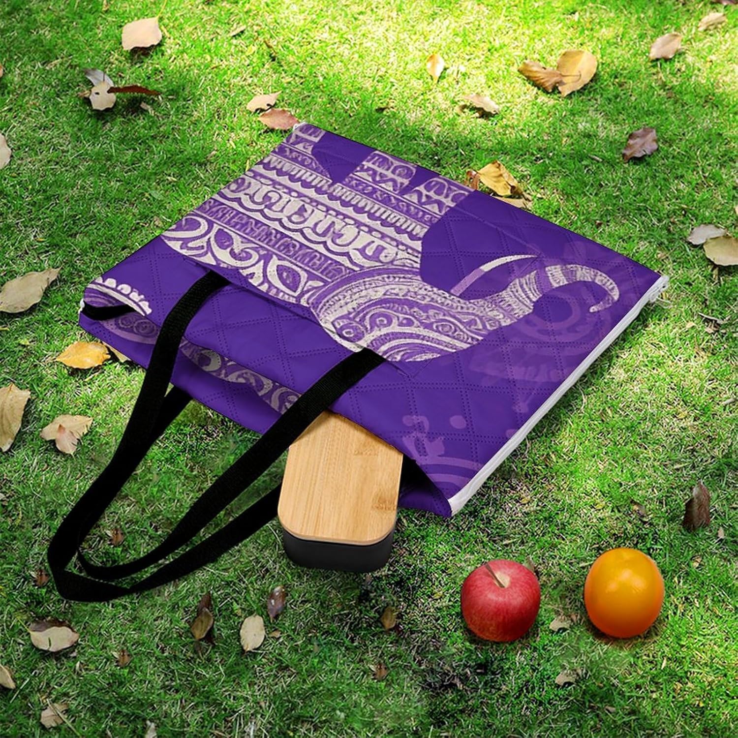 Picnic Blankets Waterproof and Foldable Picnic Beach Mat Portable Purple Elephant Camping Blanket for Camping, Park, Beach