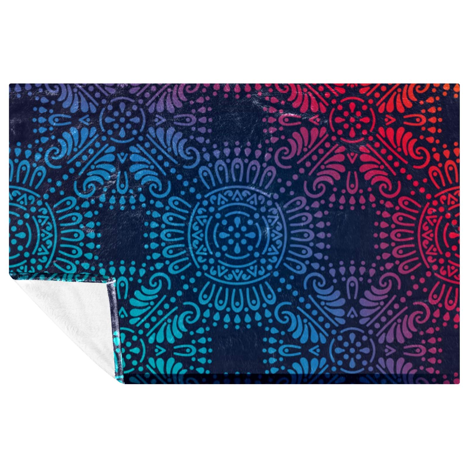 Couverture chaude mandala 150x100 cm, plaid de lit cocooning pour des moments de douceur