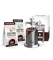 Vista 1 de Crio Bru Kit de inicio de bienvenida (2 bolsas de 10 onzas + prensa francesa) Bebida de cacao natural y saludable Gran sustituto al té