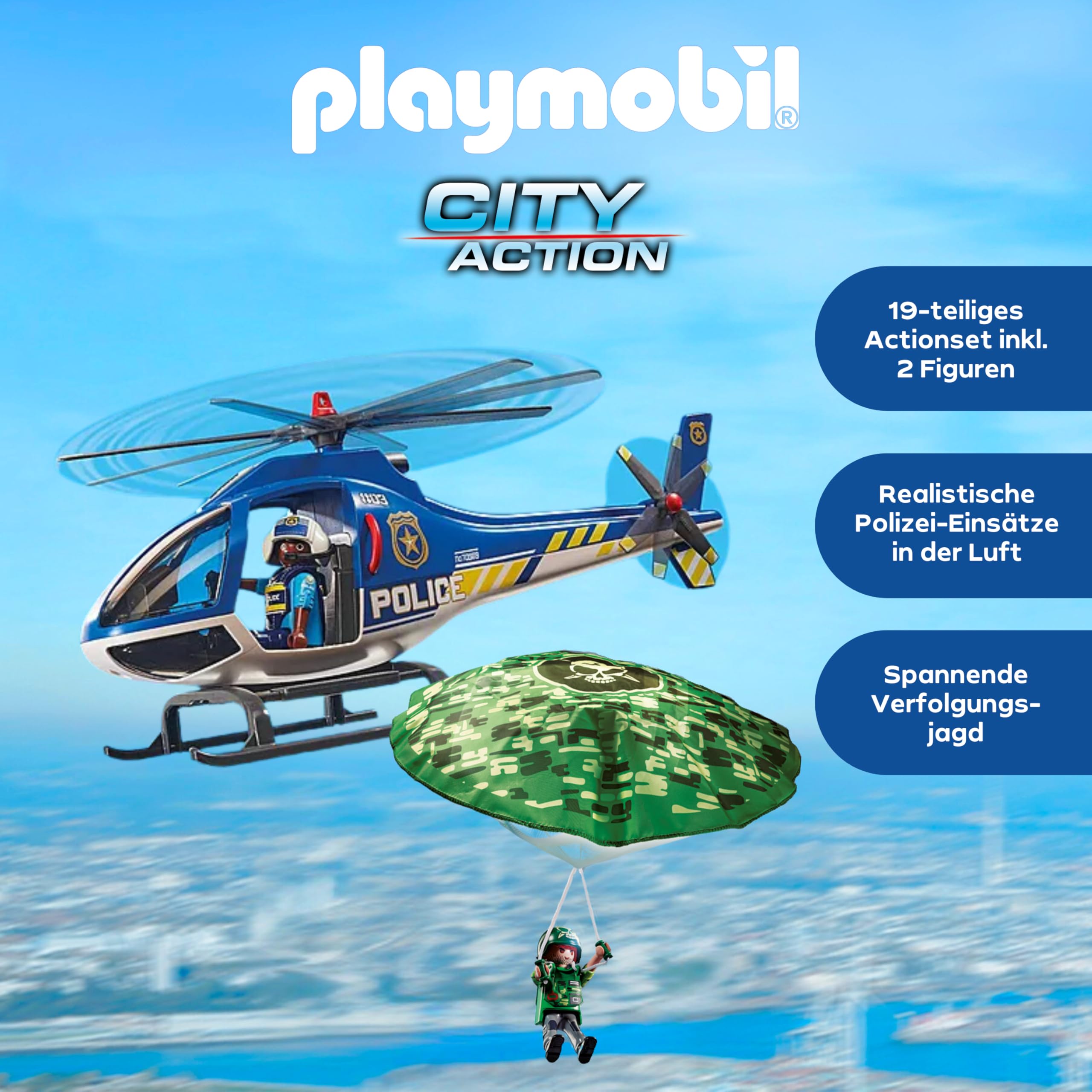 PLAYMOBIL | City Action | Polizei-Hubschrauber | Spielzeug für Kinder ab 4 Jahren | 70569