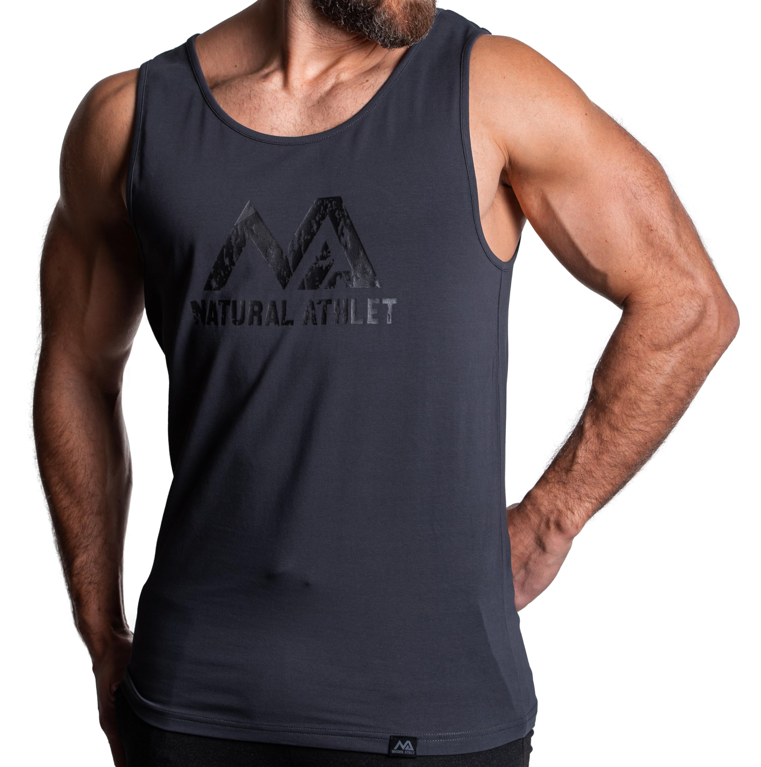 Natural Athlet Herren Muskelshirt I Männer Tanktop aus Baumwolle I Tank Top ideal für Sport, Fitness, Gym und Bodybuilding