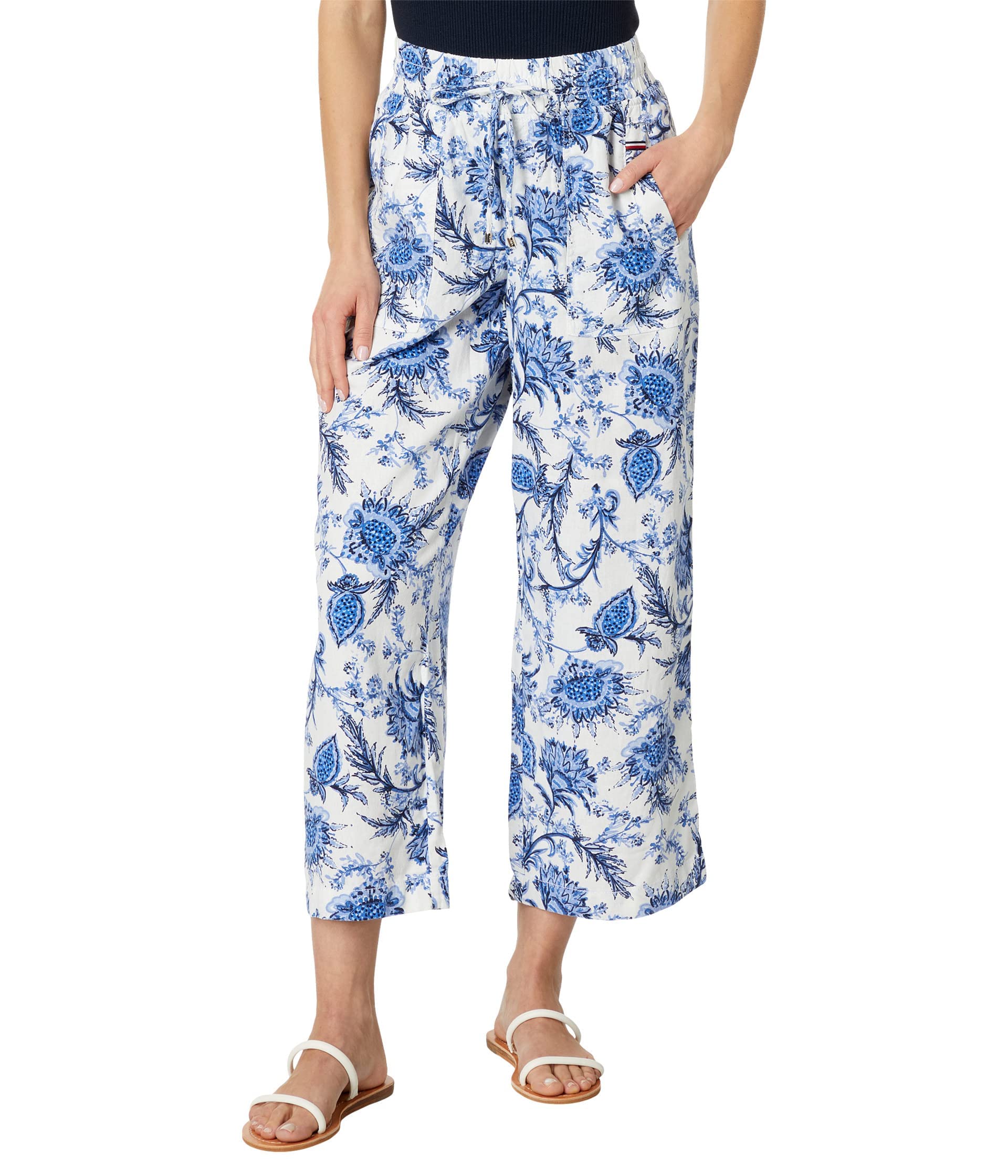 Tommy Hilfiger Womens Printed Linen Pants
