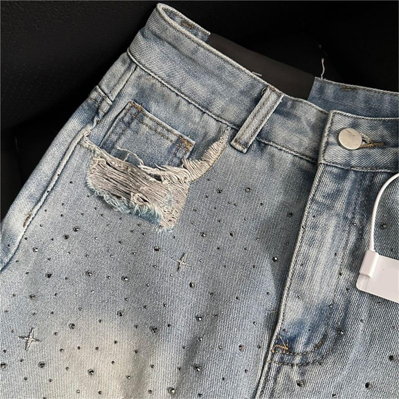 1 Pezzo gonne stellate di Jeans Vintage da Donna Mini Strass Estivi Streetwear per Vacanze E Feste