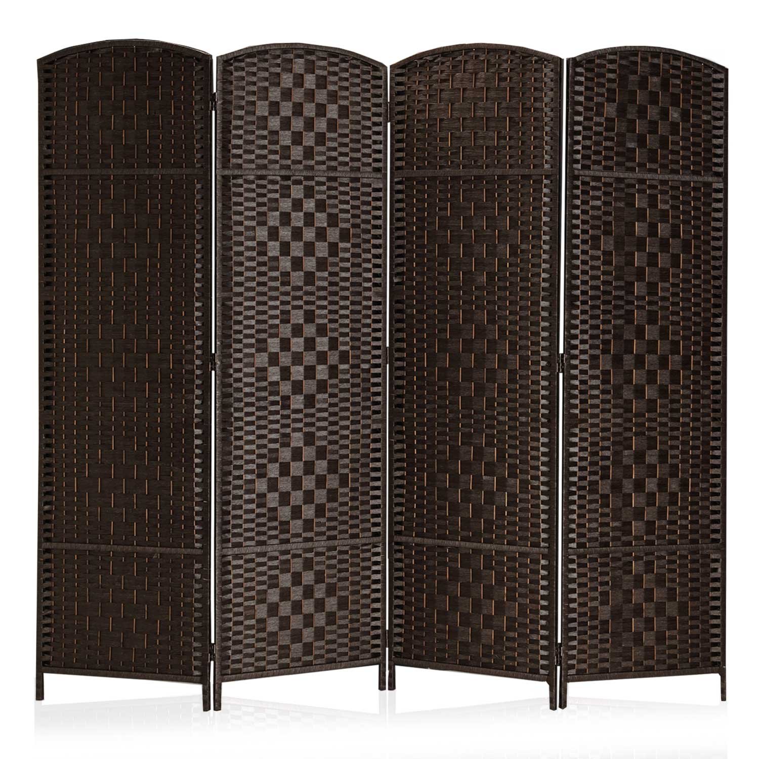 RHF 6 ft. TallExtra WideDiamond Weave Fiber Room Divider,Double Hinged,4 Panel Room Divider