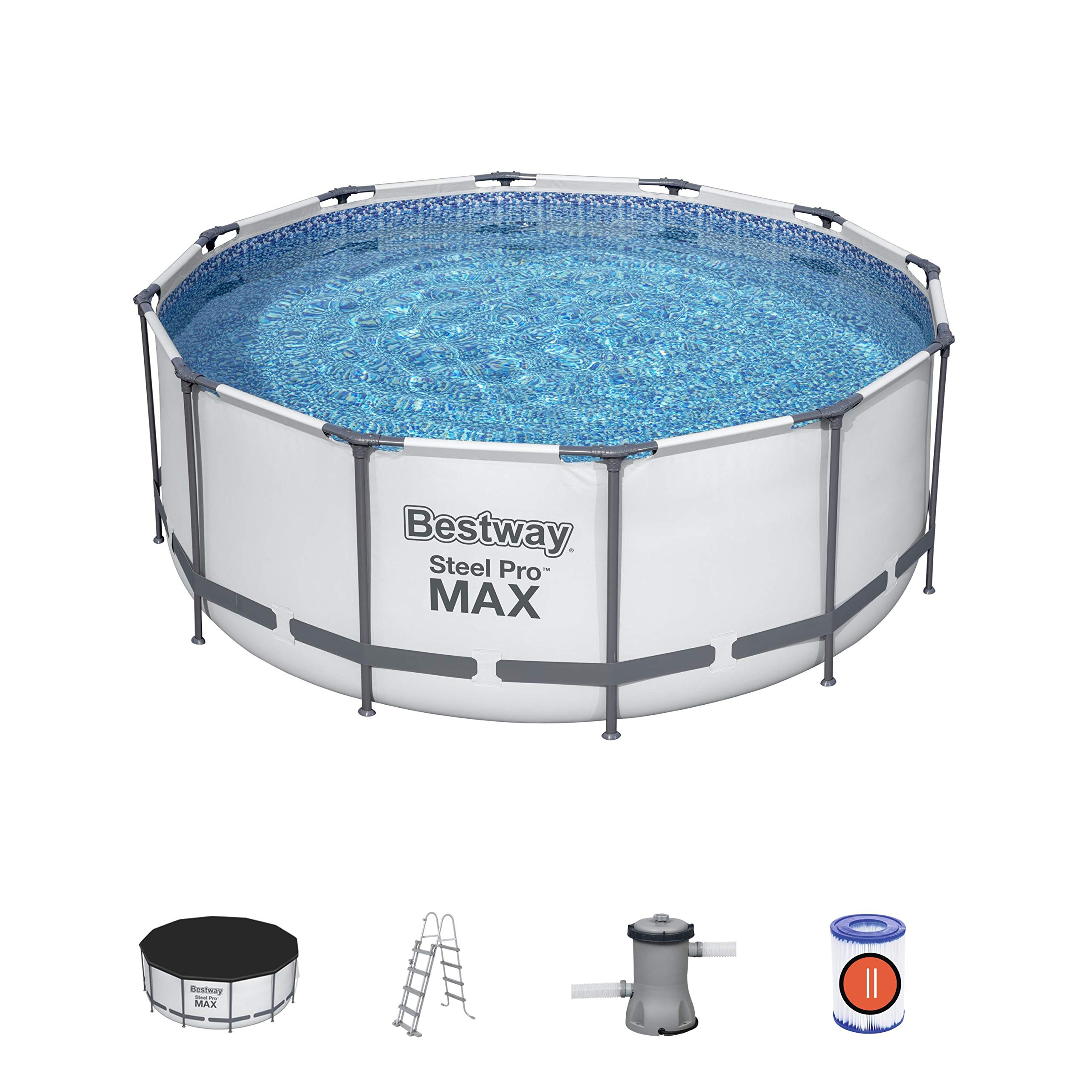 Bestway Steel Pro Frame Pool Set(Pool, Filter Pump, Ladder, Ground Cloth, Cover) 366X122Cm