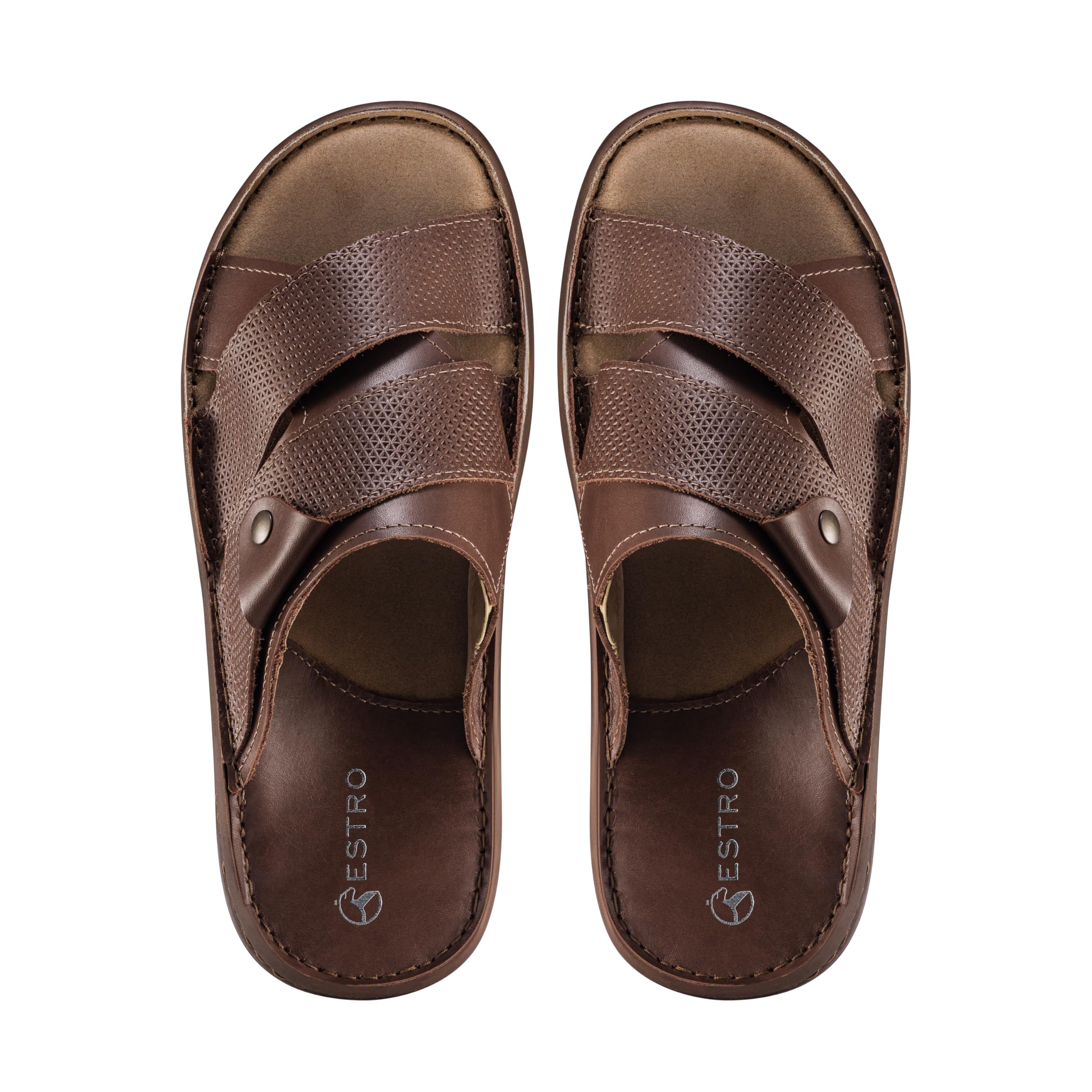 ESTRO Sandalias Hombre Verano Cuero - Sandalias Hombre Cuero Chanclas Hombres Piel con Suela Goma Antideslizante S5
