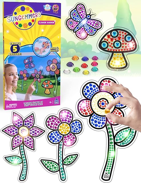 SUNGEMMERS Suncatcher Window Art Diamond Craft Kits for Kids - Cool 6 Year Old Girl Gifts, Easter Basket Fillers for Kids, Birthday Presents for Girls Age 7 8 9 10+ - Fun Arts and Crafts for Kids 6-12