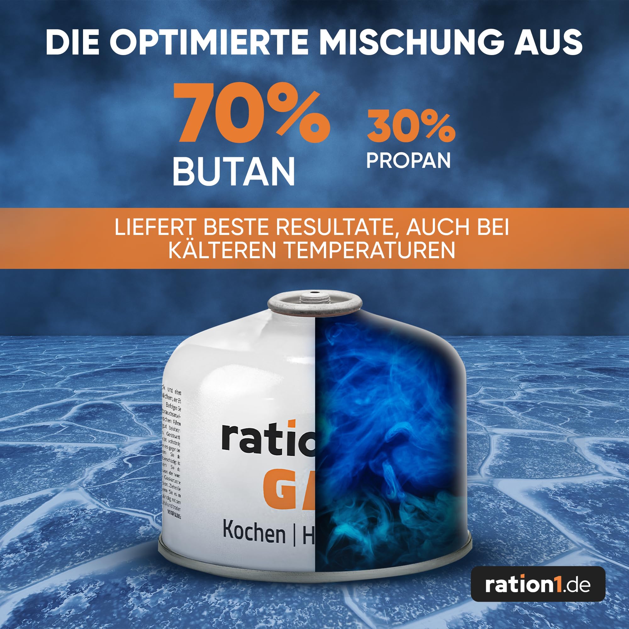 ration1 Gaskartuschen 3 x 230 g, EN 417 Schraubkartusche mit Ventil, Butan-Propan Gas Mischung, Ventilkartusche mit Schraubverschluss für Gaskocher, Campingkocher, bei Outdoor Camping und Notfall