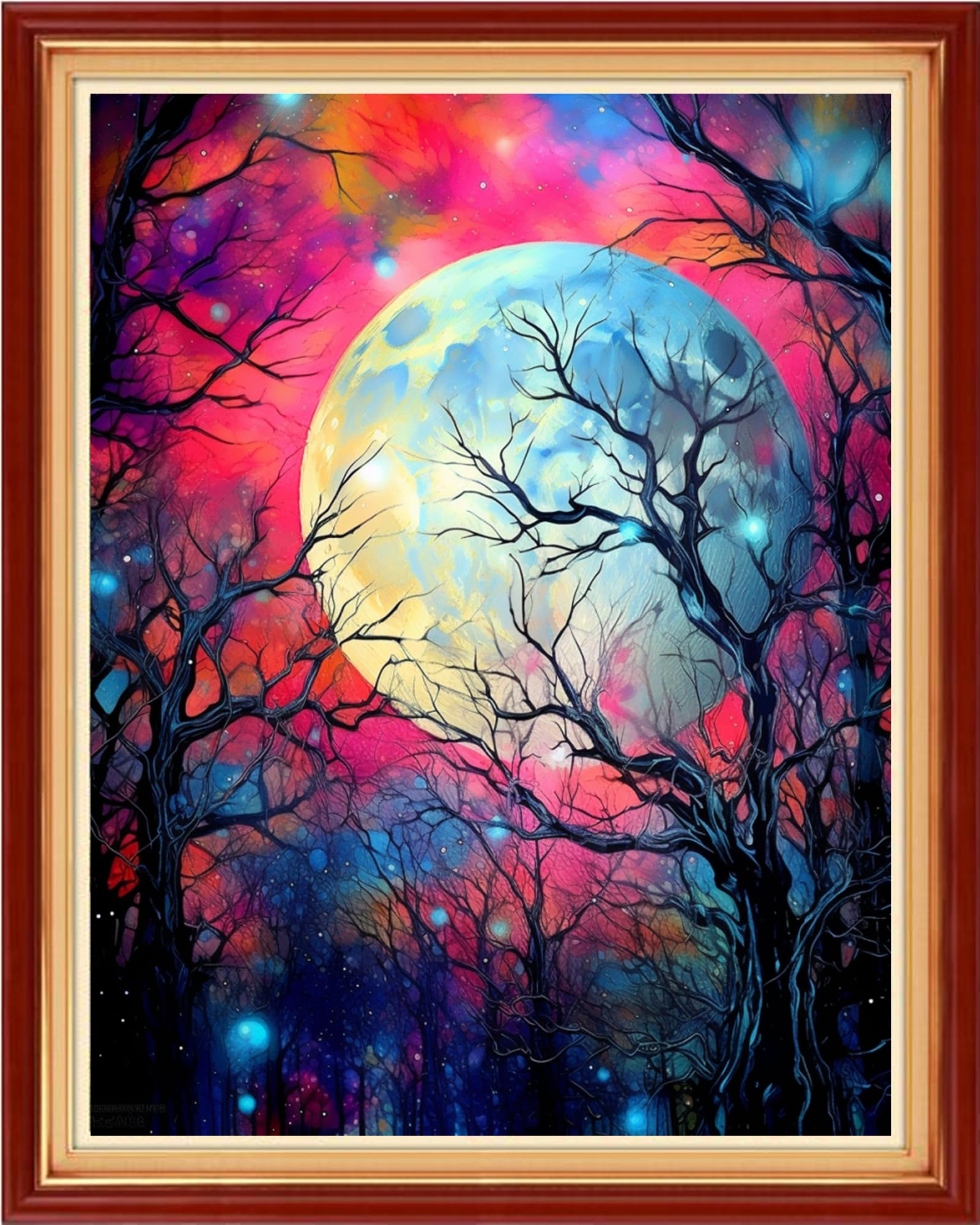 Dooxvey Cross Stitch Kits for Adults Stamped Full Range of Embroidery Starter Kits for Beginners 11CT Printed Cross Stitch Patterns Needlepoint Kits Stamped Crossstitch-Moonlight Tree 16x20 inch