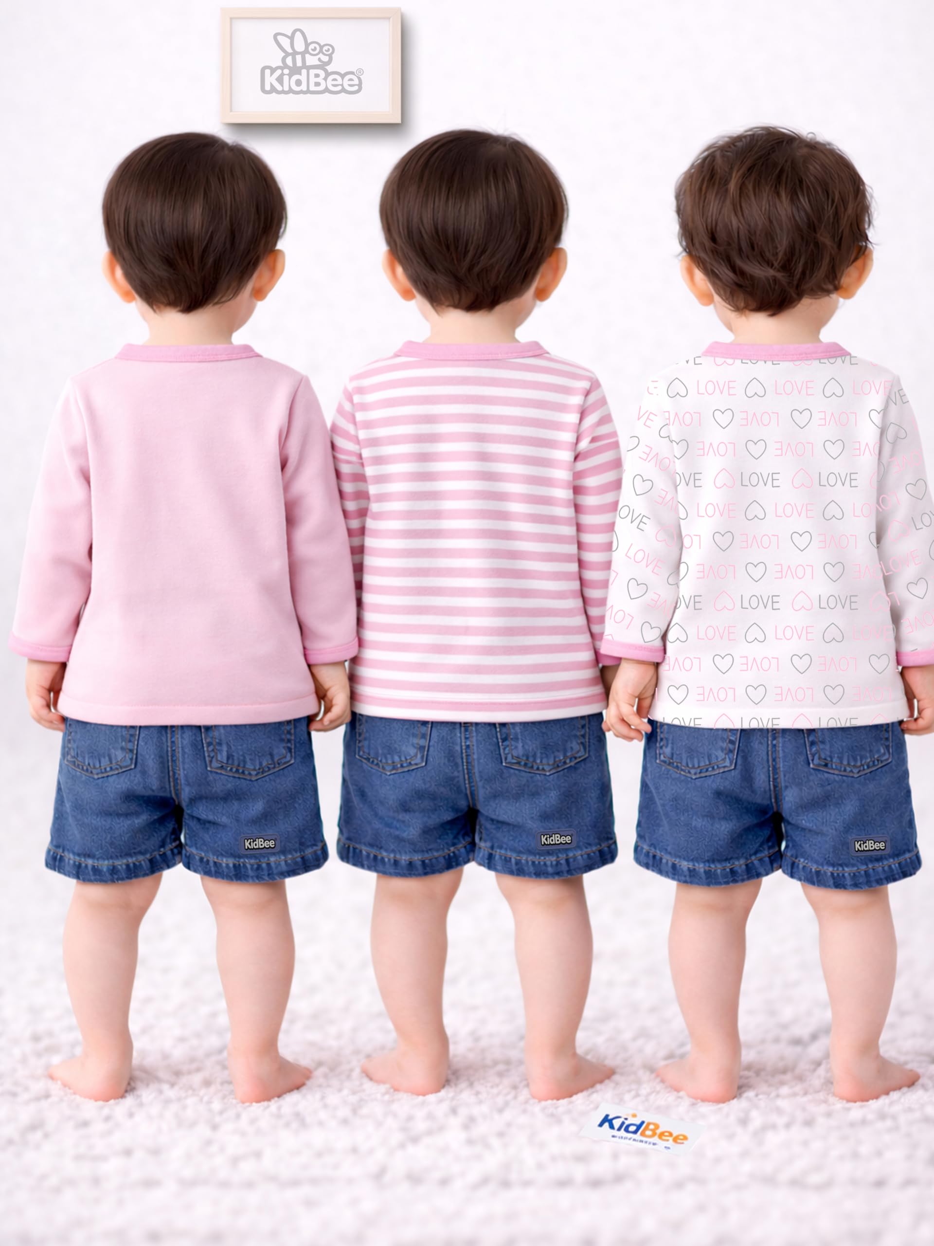 Kidbee Baby Cotton Jabla Top Set for Boys & Girls, Front Open, Full Sleeves, Multicolor, Pack of 3 (in, Age, 0 Months, 3 Months, Regular, GO-JFS-Pink-3pc) 1