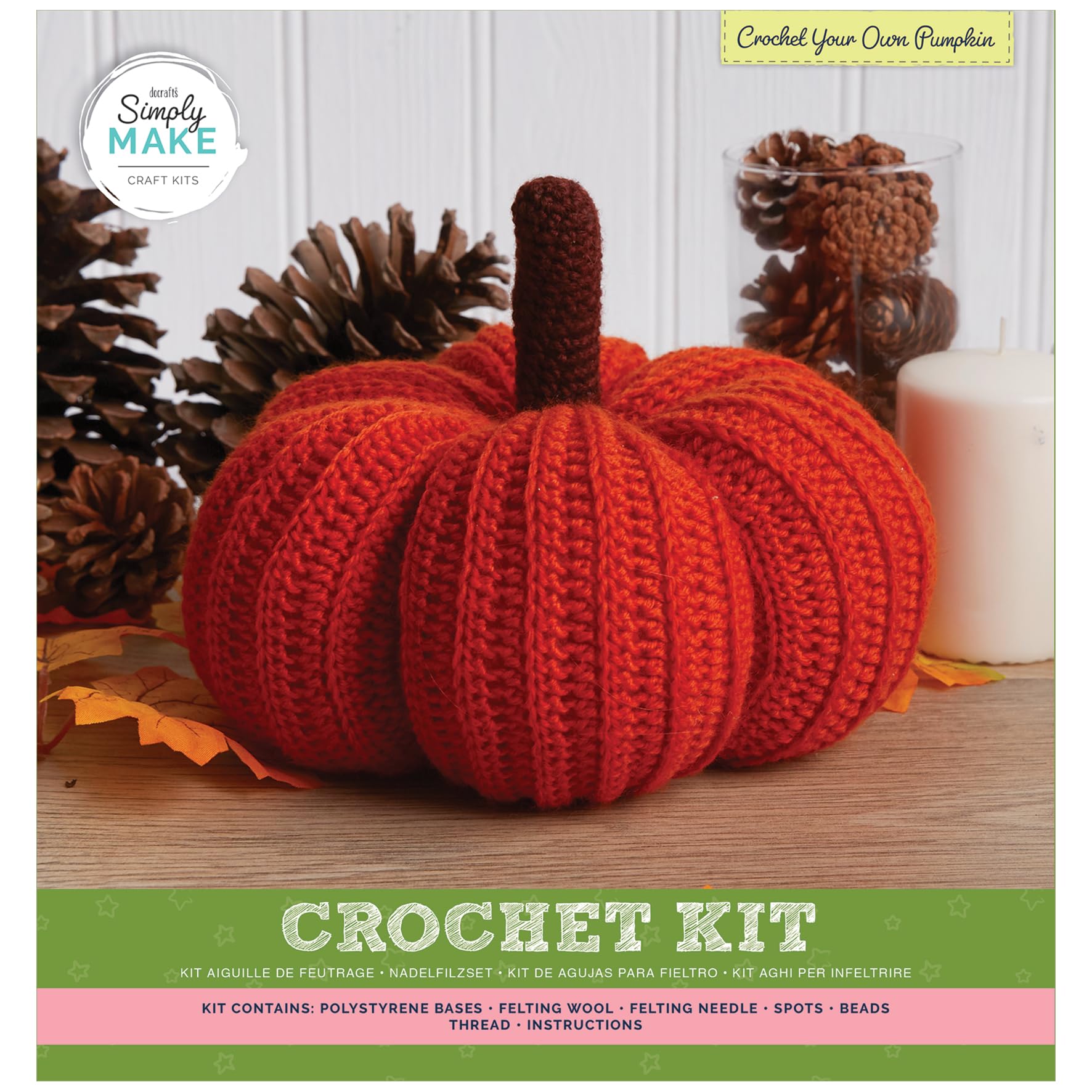 Simply Make - Pumpkin Crochet Craft Set - Adult Craft Kit