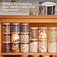 Vista 2 de 25oz 6PCS Round Airtight Glass Food Storage Jars, Clear Glass Food Storage Container with Bamboo Lid, Stackable Spice Jar, Kitchen Canister for