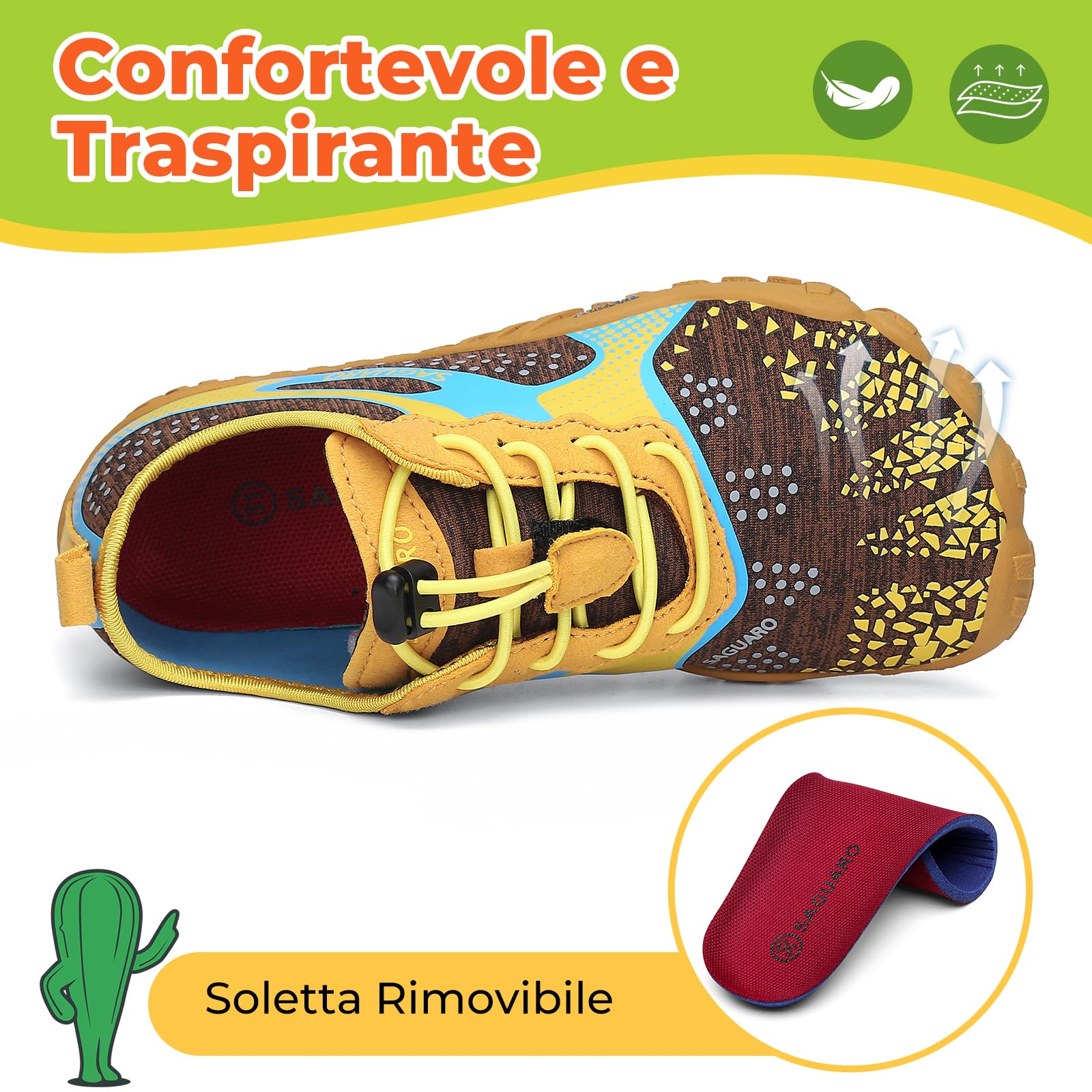 SAGUARO Barefoot Shoes Bambini Traspiranti Scarpe Barefoot Ragazzi Ragazze Scarpe Minimaliste Gr.24-36