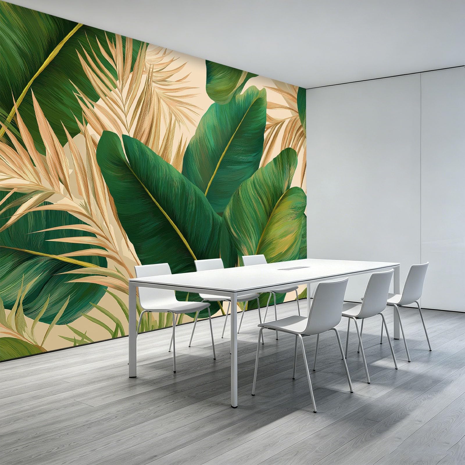 Egzotyczne liście bananowca, liście palmowe, włóknina, fototapeta dla chłopców i dziewczynek, 200 x 140 cm, tapeta do pokoju dziecięcego, salonu, tapeta na flizelinie, tapeta ścienna, efekt 3D
