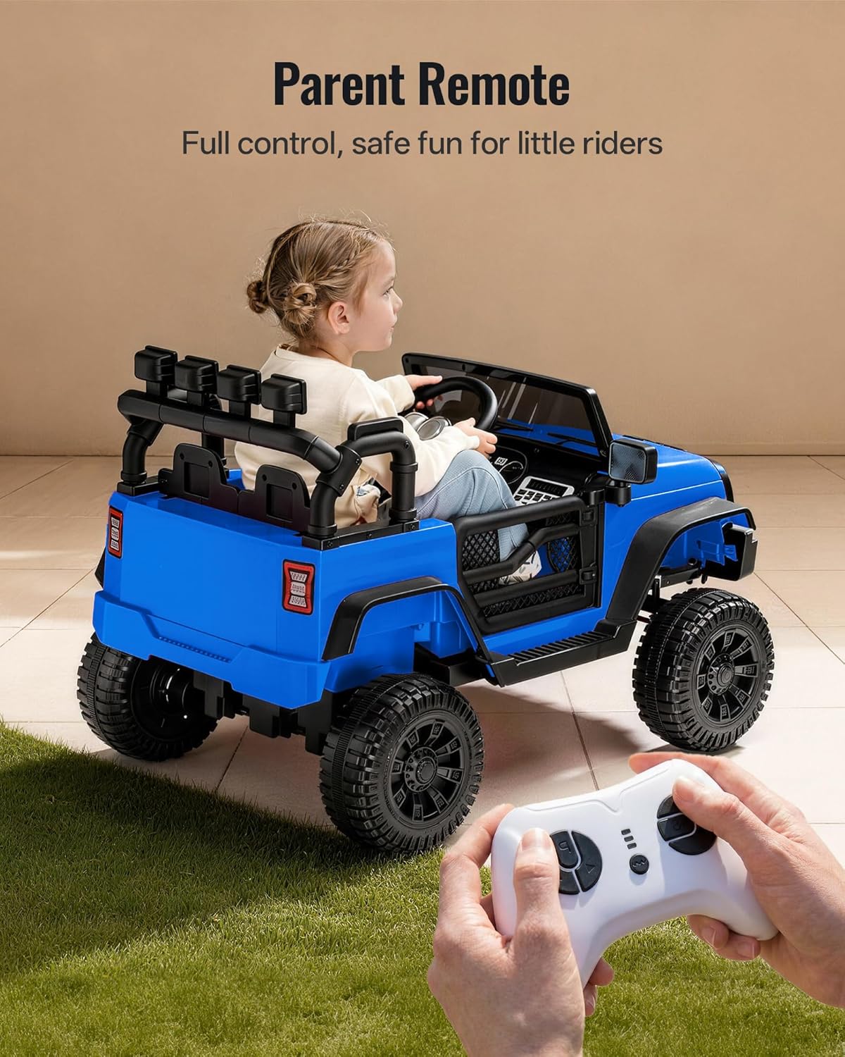 Kids Ride on Car Toy, 24V Electric Car for Kids with Remote Control, 2x200W Motors - Blue