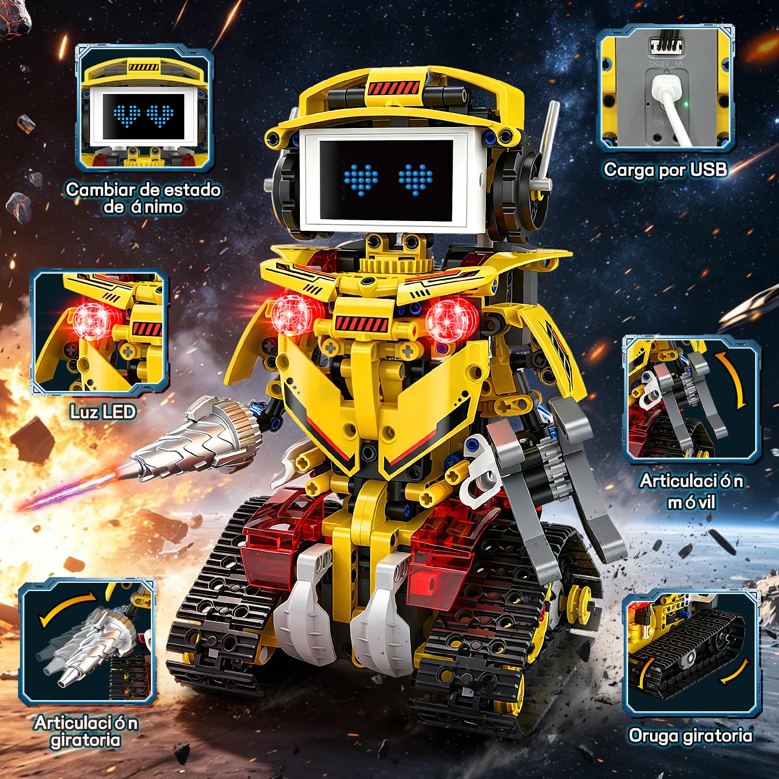 JONRRYIN Robot Teledirigido Niños, Technic Robot Programable 5 en 1