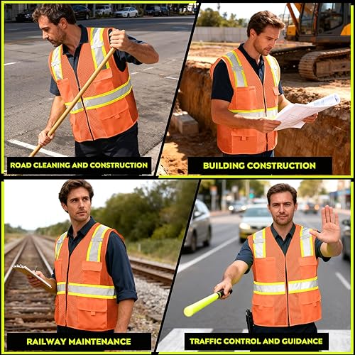 Miniatura 4 de Chalecos de seguridad con logotipo personalizado (S, M, L, XL, 2XL, 3XL, 4XL) Chalecos de seguridad reflectantes de alta visibilidad Clase 2