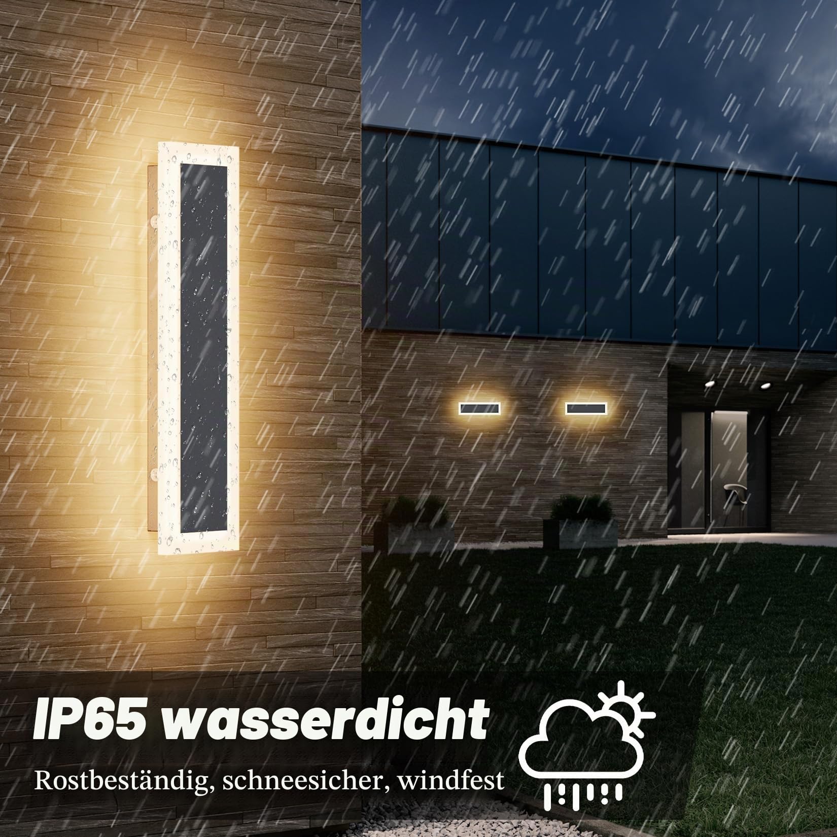Klighten 2 Stück LED Außenwandleuchte, Anthrazit Wandleuchten Außen/Innen, Moderne Außenleuchte, IP65 Außenlampe, Aussenleuchte Edelstahl Acryl, Wandlampe für Gärten/Terasse, Warmweiß 3000K, 30CM/10W