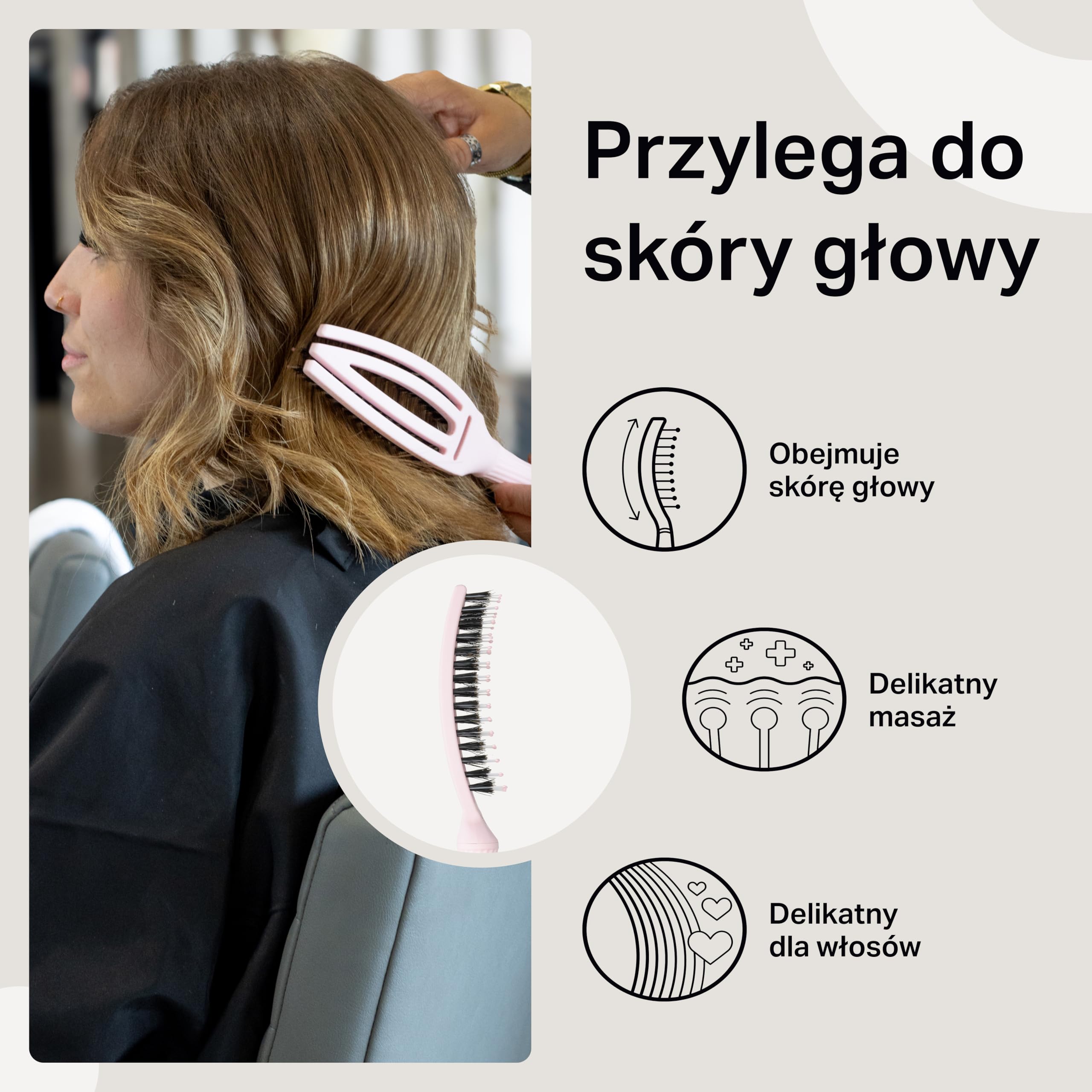 Olivia Garden – Fingerbrush Iconic Care z włosia dzika i nylonu, pastelowy różowy, mały rozmiar