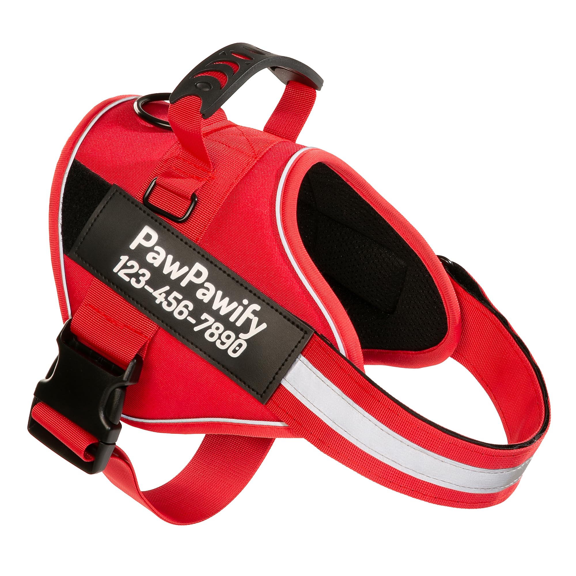 PawPawify Personalized No Pull Dog Harness with 2 Custom Name & Phone Patches, Reflective Breathable Pet Vest for Walking Training, Adjustable Heavy