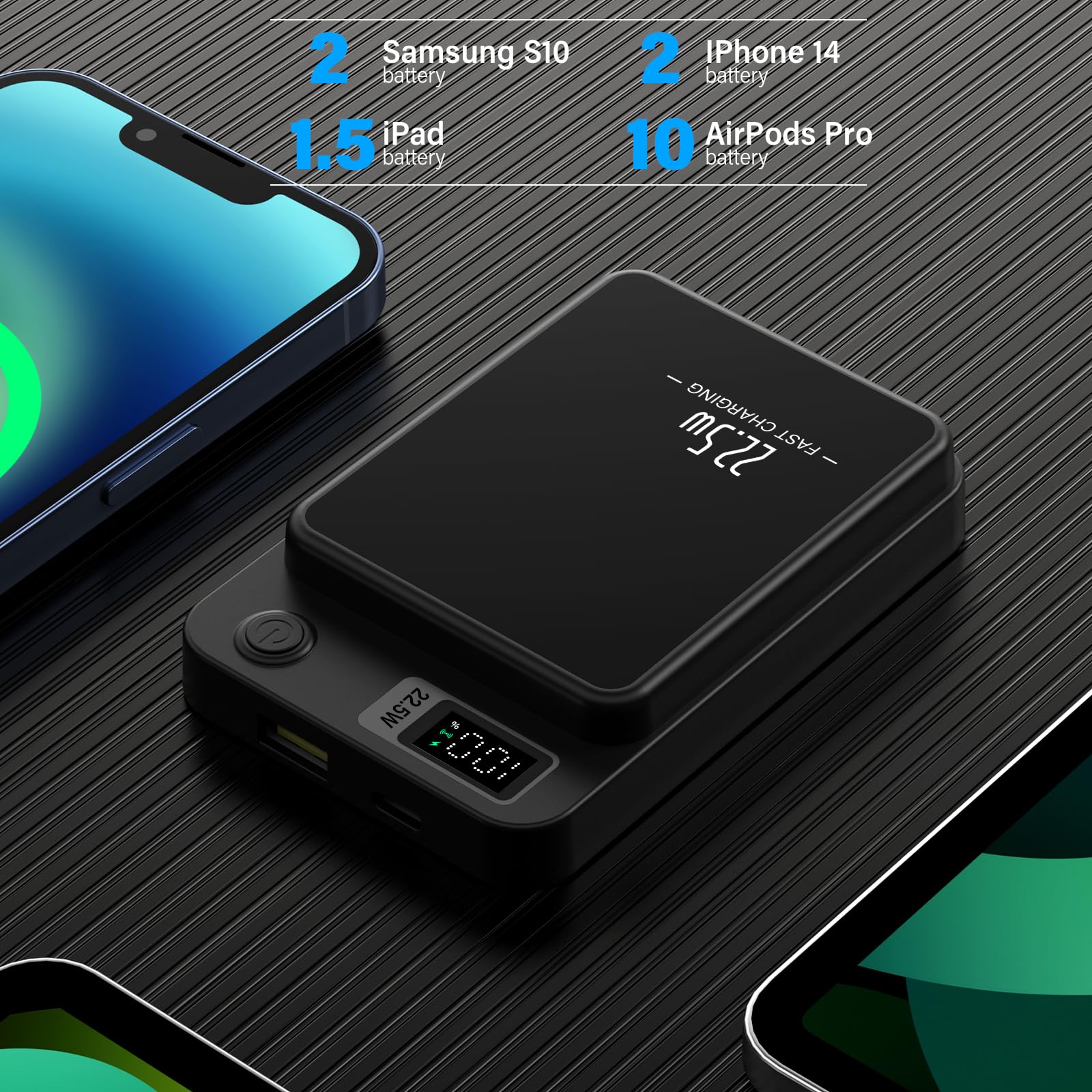 スマホアクセサリー Wireless Powerbank 10,000mAh Wireless Power Bank 10000 mAh Magnetic Wireless Power Bank