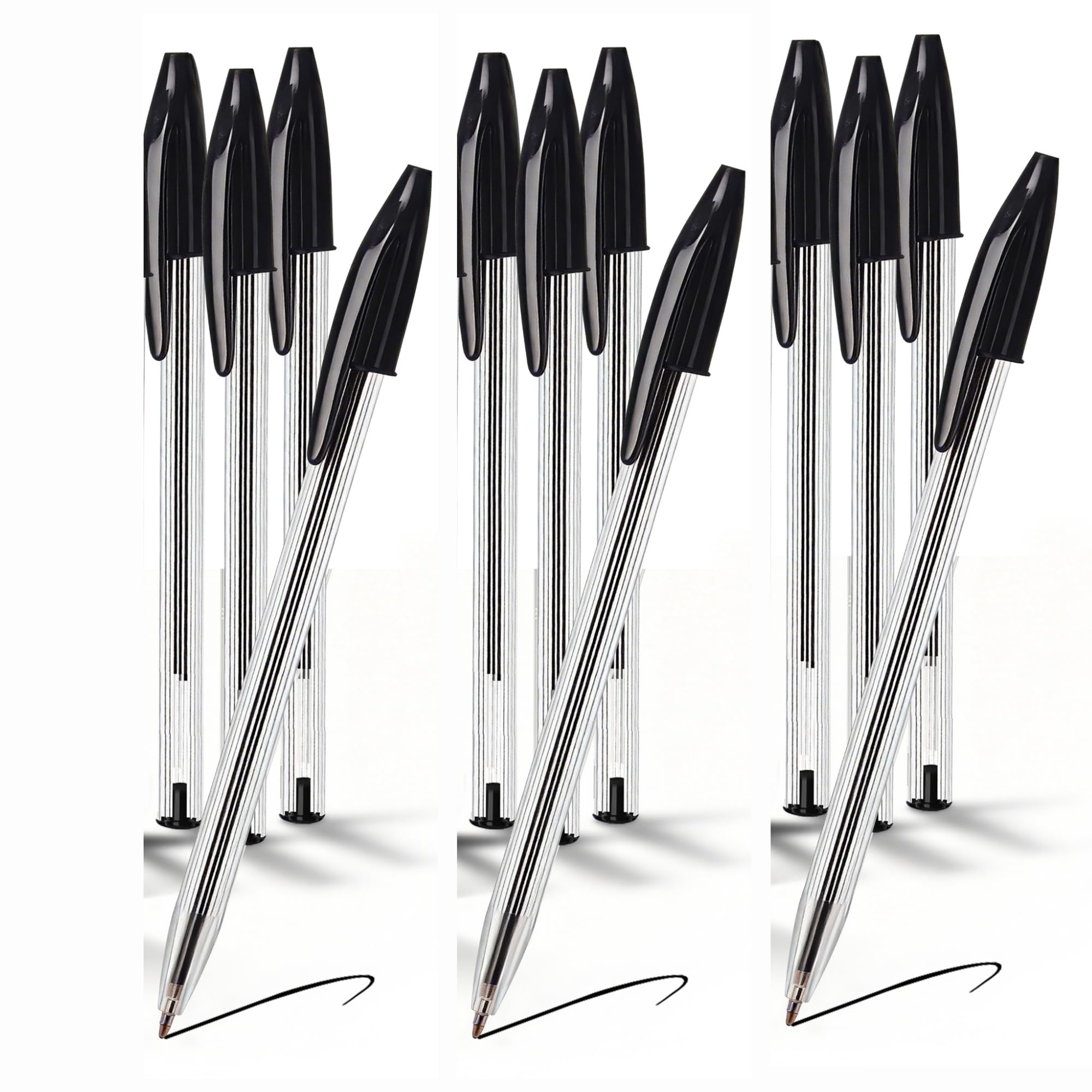 AHG 500 Black Ballpoint Pens (10ร50 Pack) | Medium Point 1.0mm Smooth Writing Biros | Long-Lasting Ink, Smudge-Free, Comfortable Grip | Bulk Office Pens for School, Exams, Notes & Everyday Writing