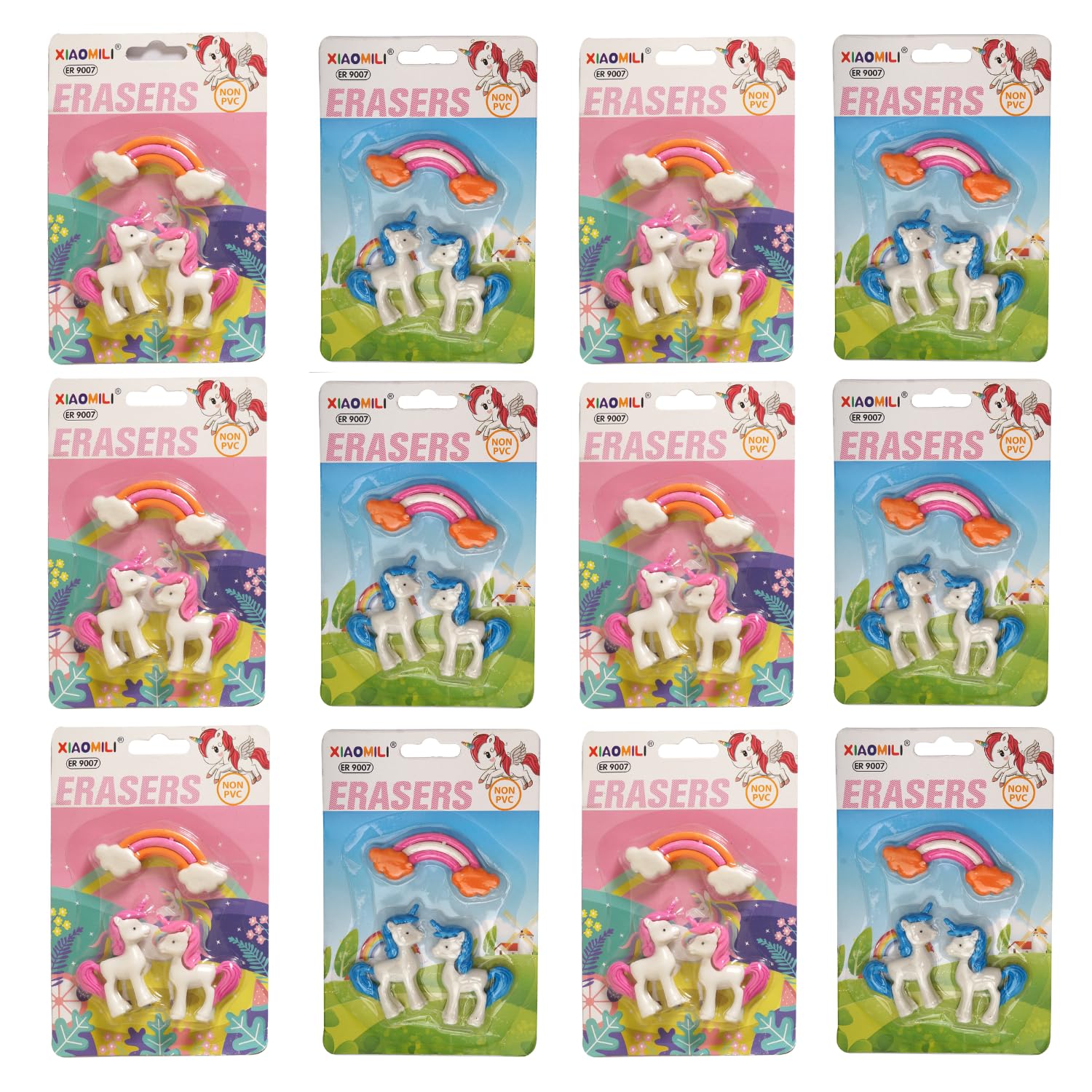 MINtile 12 Pcs Unicorn Eraser for Kids | Cute Unicorn Cloud Shape Eraser Set | Eraser Set for Girls & Boys Kids | Return Gifts Toy for Birthday | Stationary Item (Pack of 12)