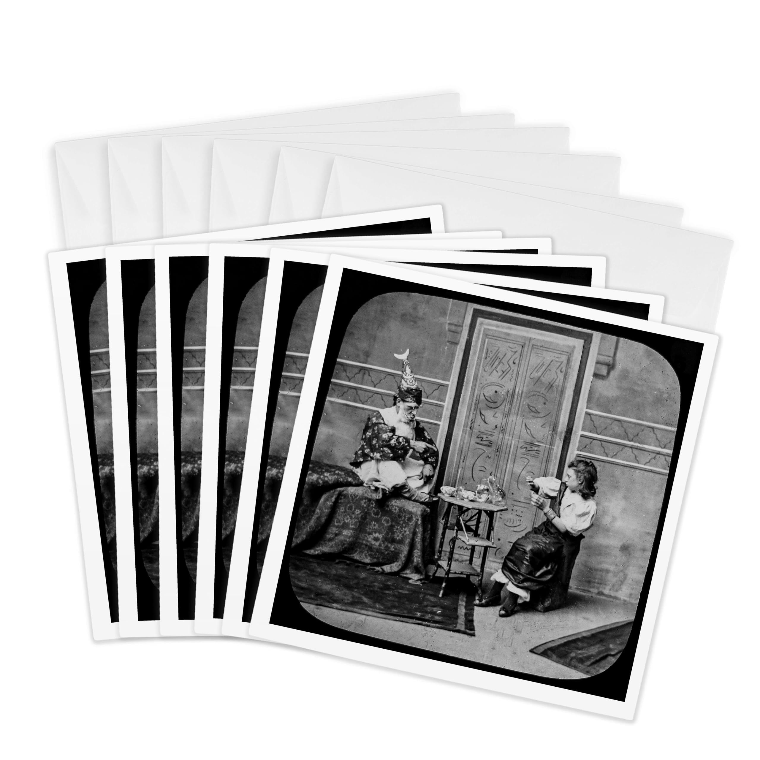 3dRose gc_246322_1 6 x 6-Inch "The Frog Prince No 5 Victorian Story Magic Lantern Vintage 1890" Greeting Card (Pack of 6)