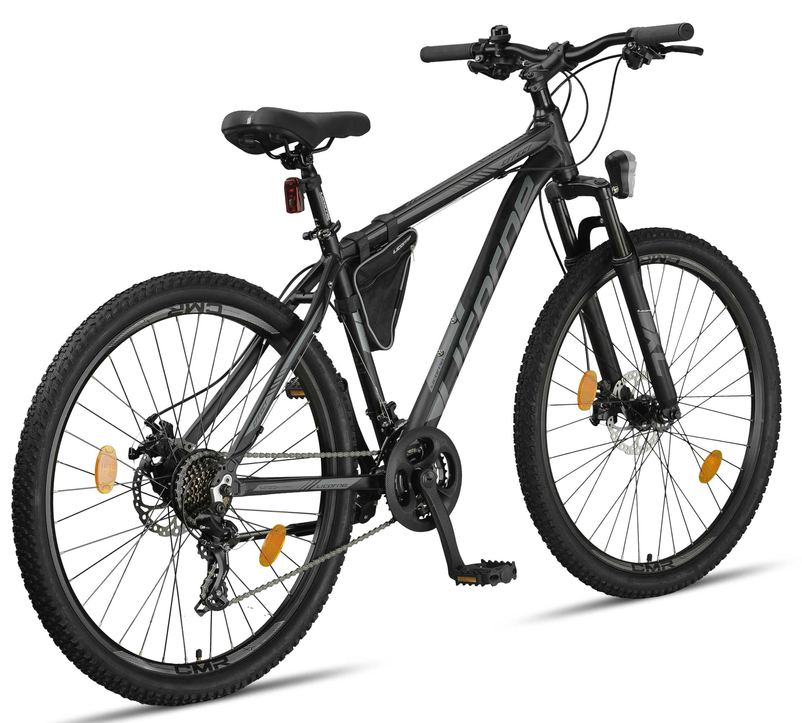Licorne Bike Effect Premium Bicicleta de montaña de Aluminio 29 Inch con Freno de Disco para niños y niñas, 21 Marchas, Negro/Antracita (2 Frenos de Disco)