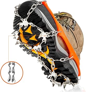 Amazon Co Jp Crampons アイスクリート トラクション スノーグリップ ブーツシューズ レディース メンズ キッズ 滑り止め 19ステンレススチール スパイク 安全保護 ハイキング 釣り ウォーキング 登山 登山用 オレンジ L スポーツ アウトドア