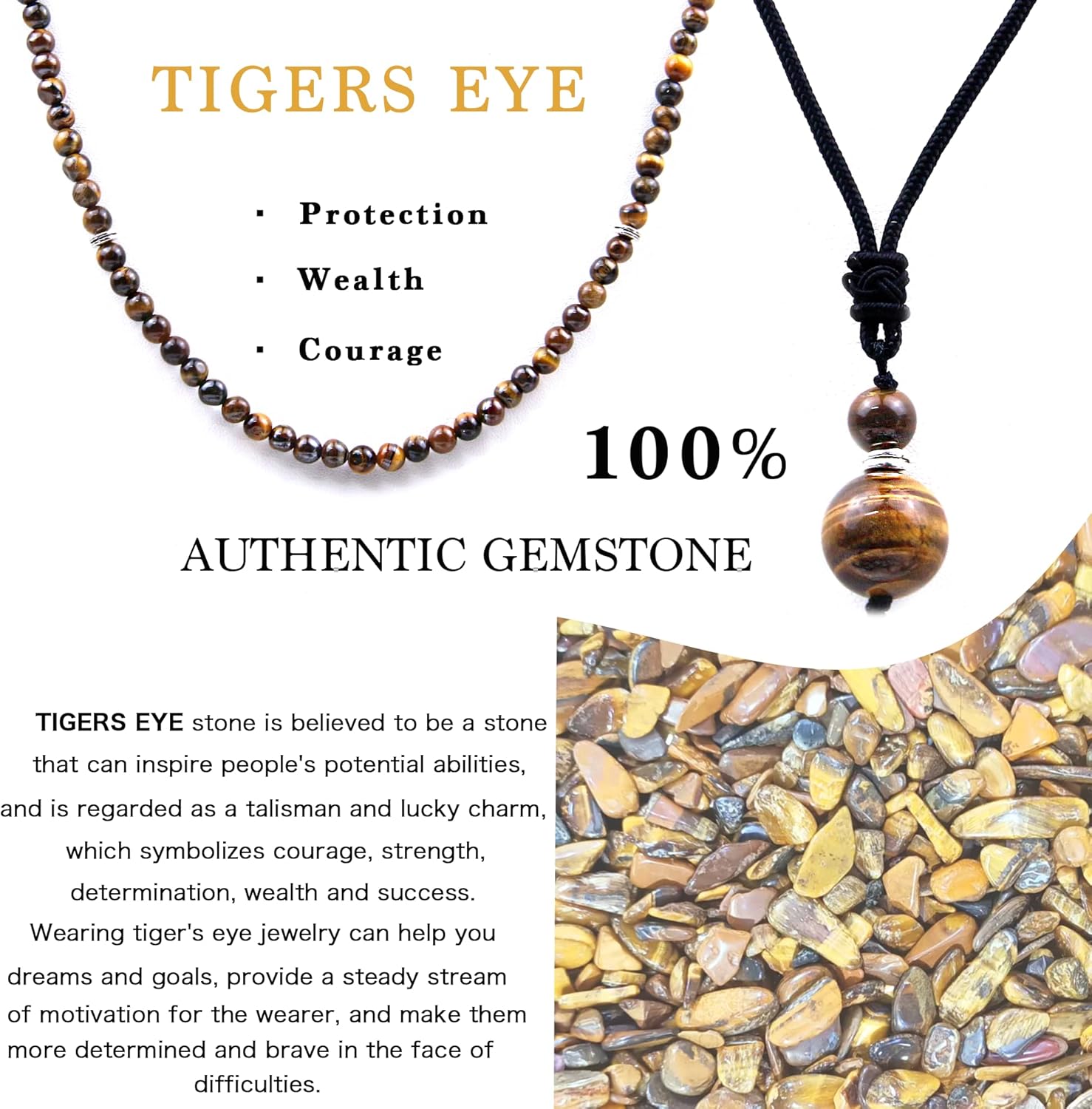 2Pcs Beaded Necklace for Men - Protection Necklace Men Choker Necklaces Obsidian Beads Pendant Jewelry Gifts for Men - Image 3