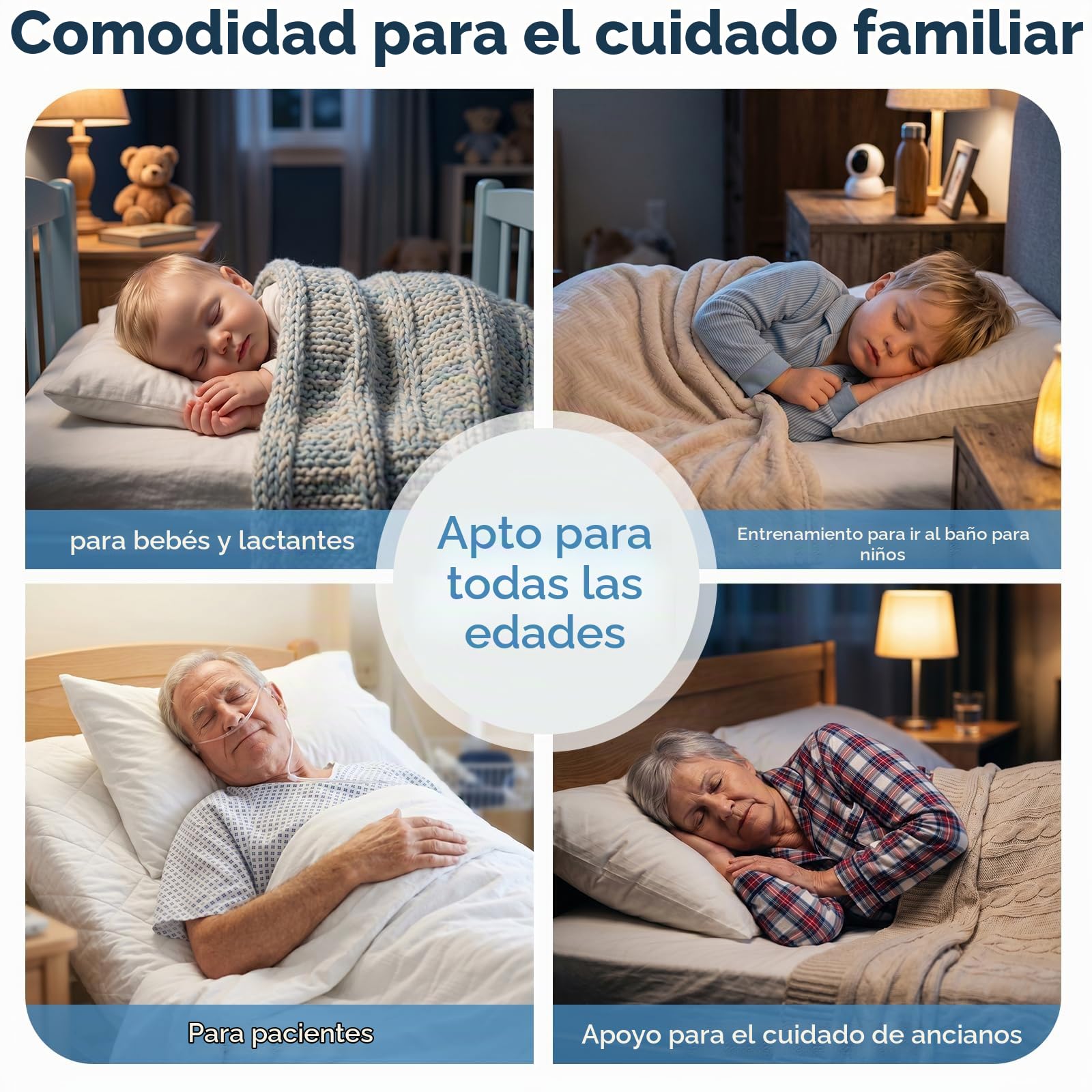 Alarma Inalámbrica de Enuresis para Niños y Niñas, Alarma de Enuresis en la Cama USB-C Recargable con 3 Modos de Sonido y Vibración, Sensor de Humedad Entrenamiento para IR al Baño Nocturno