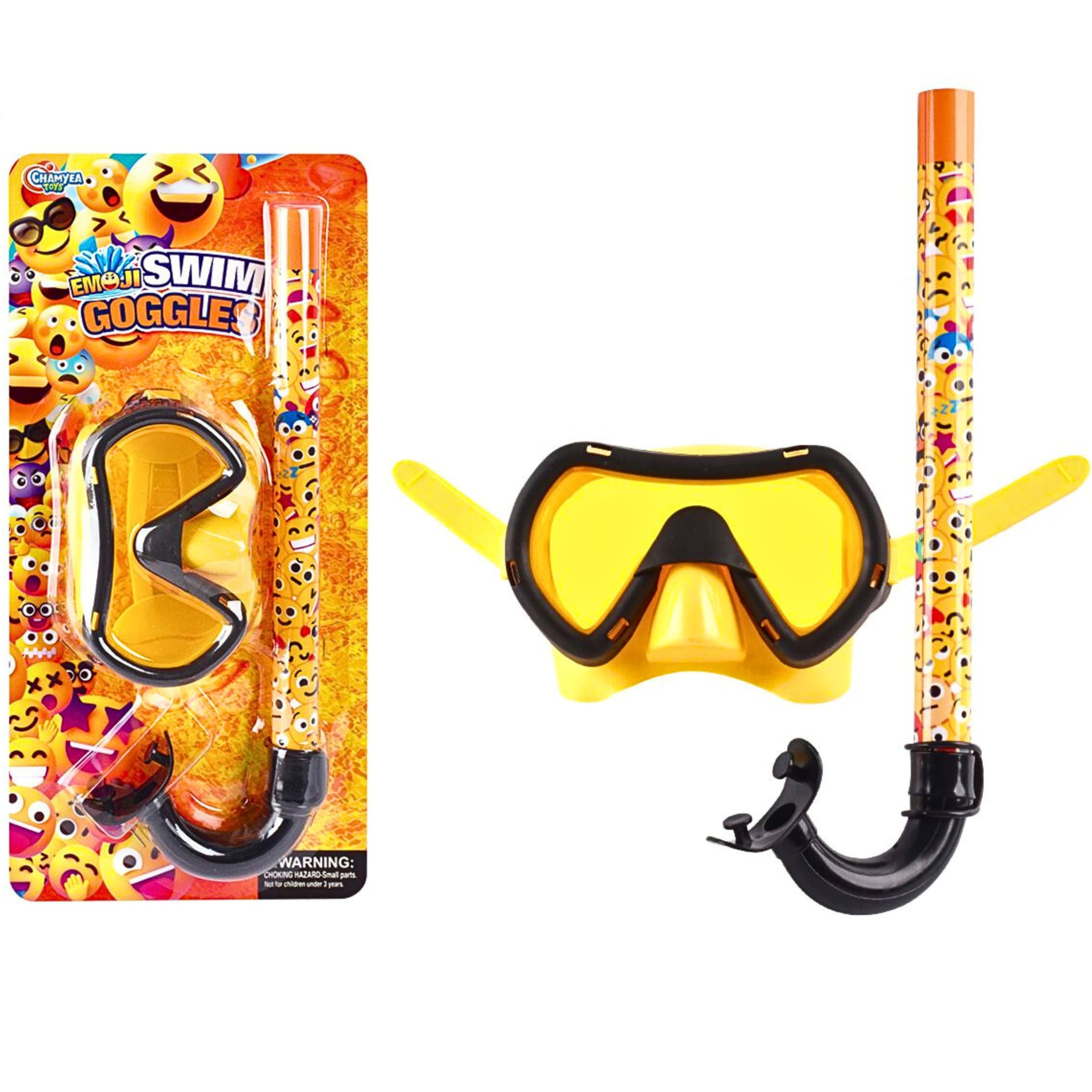 SGM Kids Diving Goggles with Breathing Tube – Anti-Fog Swim Goggles & Snorkel Set for Children – Soft Silicone Seal, UV Protection, Leak-Proof Snorkeling Gear for Pool & Beach Fun (EMOJI)