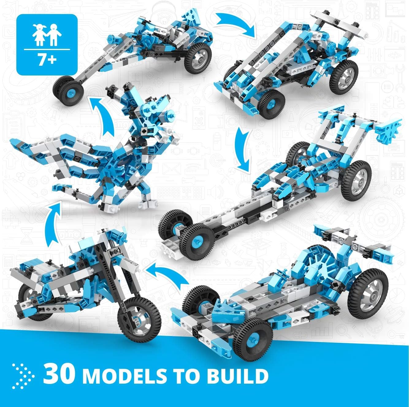 Engino Creative Engineering Jeu de 30 modèles d'activités et expériences Inclus pour 8 Ans