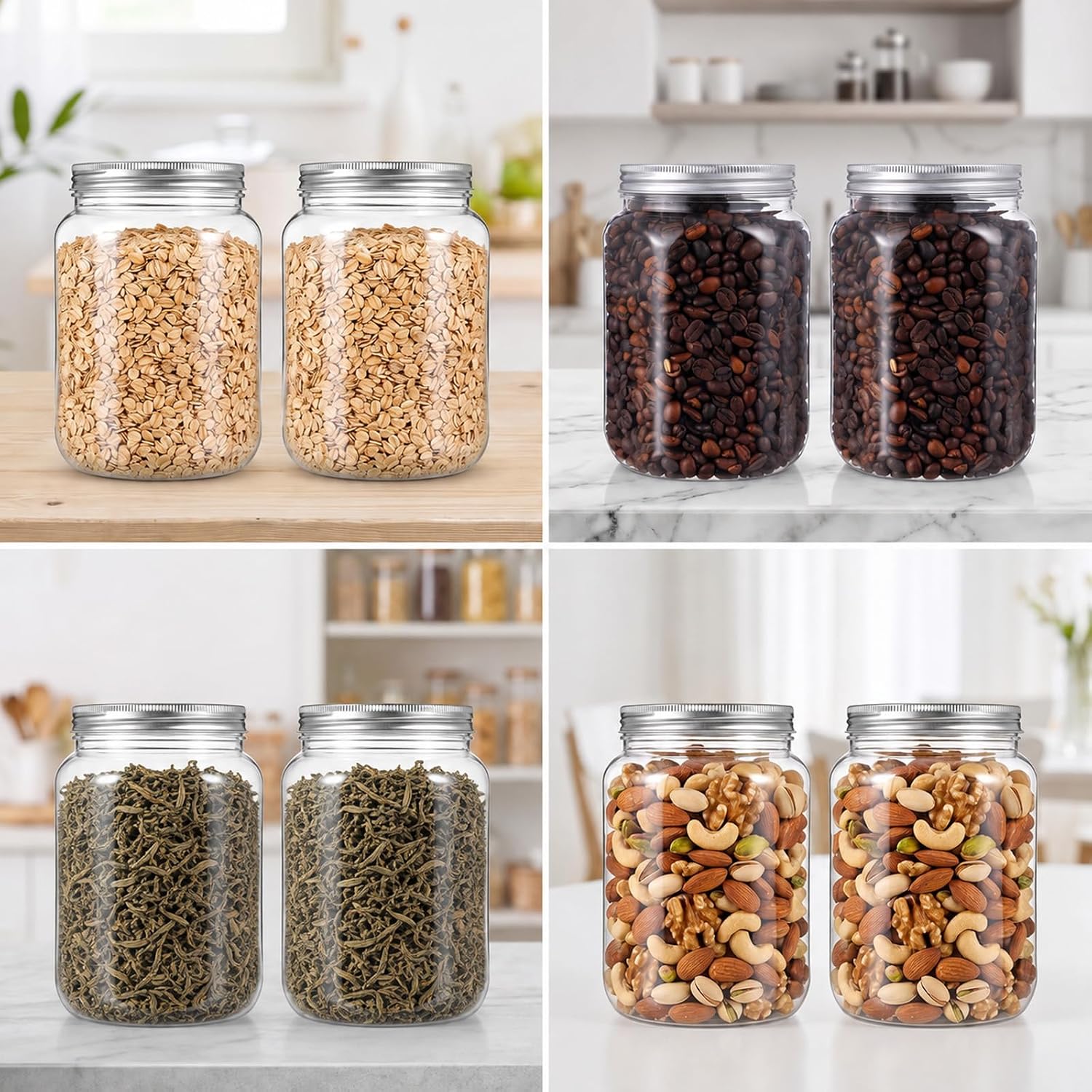2Pcs Clear Plastic Jar with Lids 750ML Large Plastic Jar Screw on Li image 5