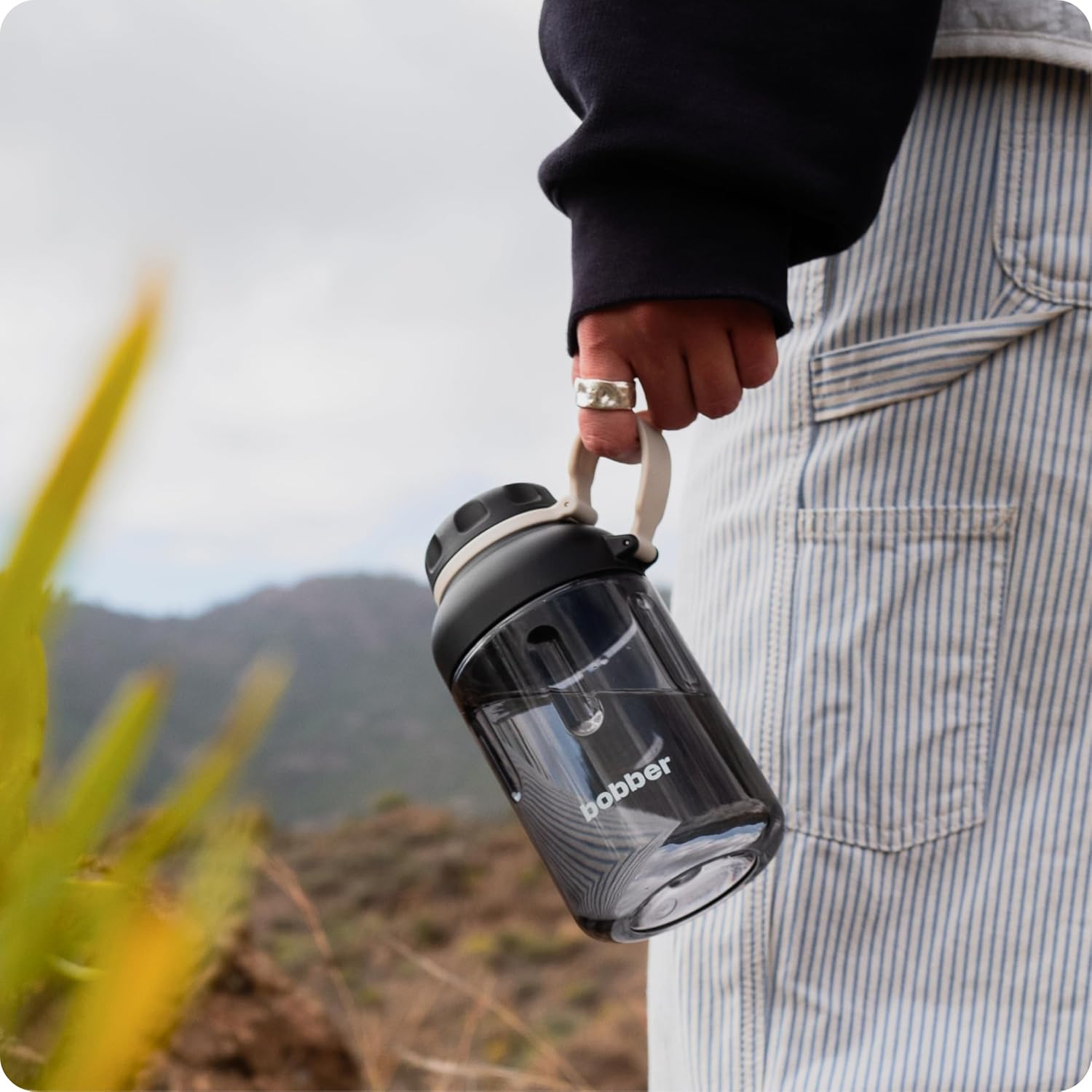 BOBBER 20 oz Tritan Water Bottle with Carry Strap & Strainer Lid — Premium Quality, Dishwasher Safe, Great for Gym, Squat — BPA Free, Leak Proof Workout Bottle for Men, Women (Black) - Image 8