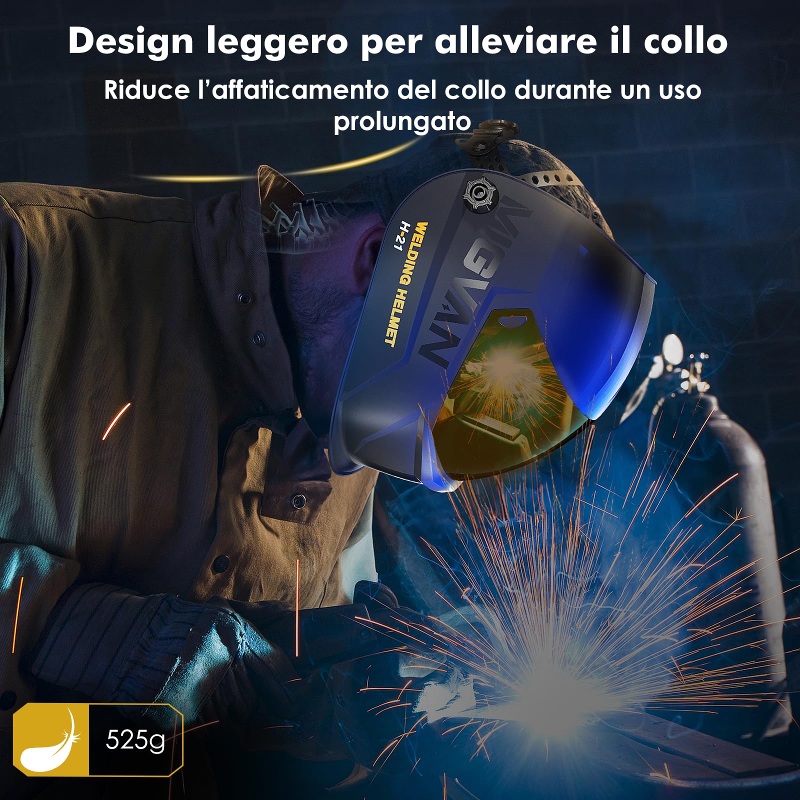 Maschera Saldatura Autoscurante 0,1 ms di oscuramento automatico ultra rapido, True-Color, 100×82 mm, solare batteria, DIN 4/5-9/9-13, Casco Saldatura MIG TIG MMA ARC Smerigliatura H21