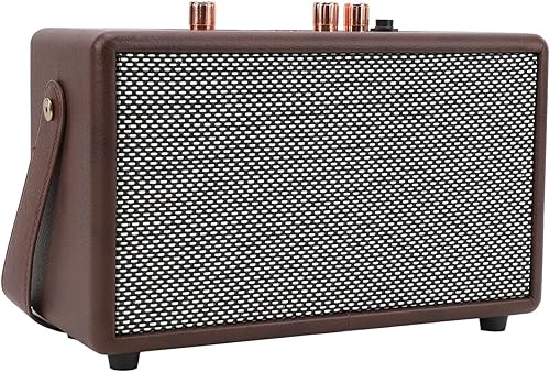 Miniatura 7 de Altavoz portátil retro, altavoz vintage de piel sintética con 10 W x 2 altavoces duales, tiempo de reproducción de 8 horas de duración, entrada