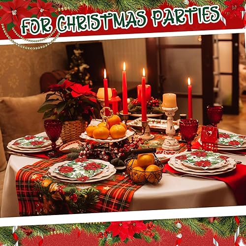 Miniatura 6 de 200 servilletas de Navidad desechables de Navidad de Poinsettia, servilletas de Navidad, servilletas de cóctel, servilletas de cena para suministros