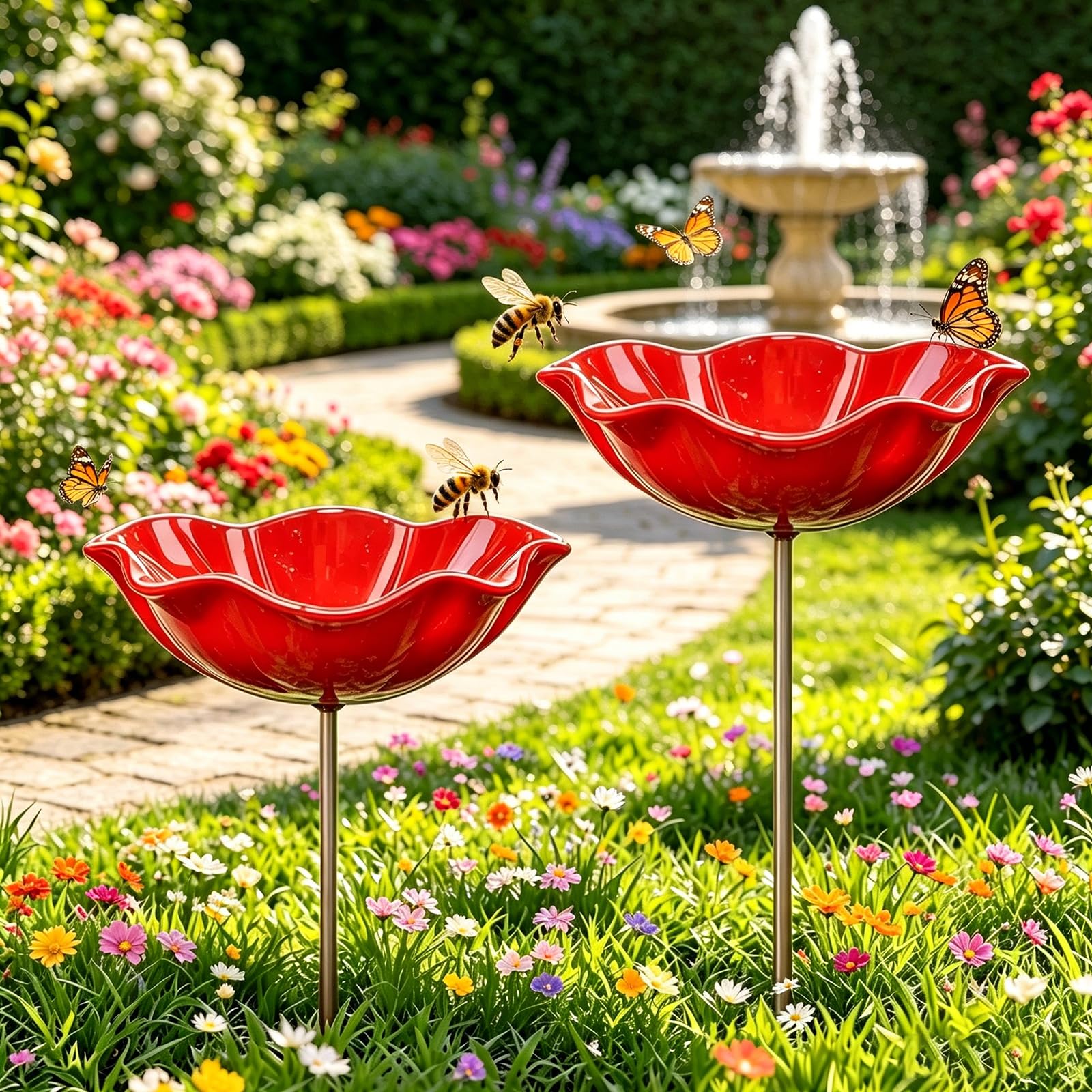 Abreuvoir à abeilles en métal lot de 2 pour jardin et décoration d'extérieurs
