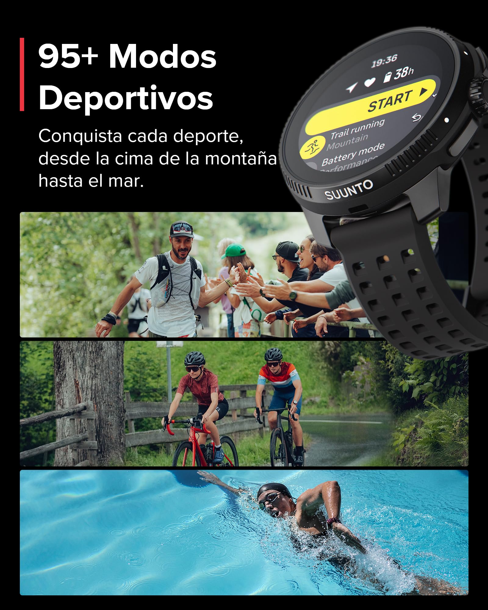SUUNTO Race Reloj Deportivo Smartwatch Exteriores Pantalla AMOLED 1,43" Cristal Zafiro GPS Doble Frecuencia