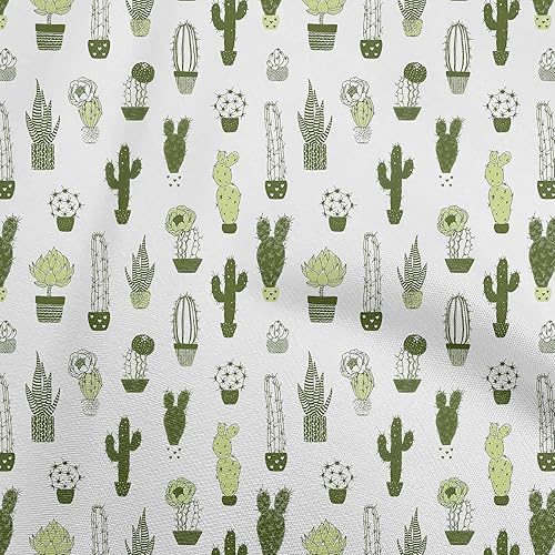 oneOone Cotton Poplin Twill Forest Green Fabric Cactus Dress Material Fabric Print Fabric by The Yard 56 Inch Wide-XS