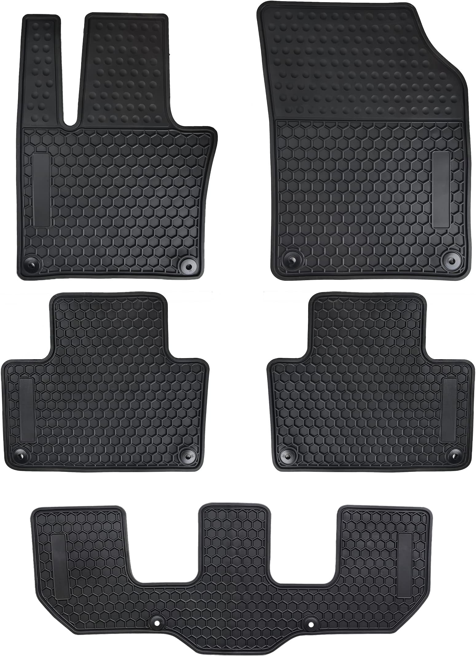Car Floor Mats Custom Fit for 2016-2026 Volvo XC90 1st + 2nd + 3rd Row Black Rubber Auto Liner Mats All Weather Protection Heavy Duty Odorless