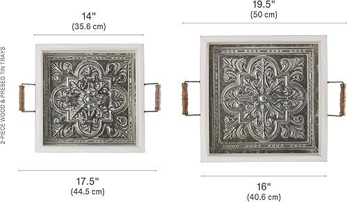 Miniatura 2 de Elements Bandejas decorativas de madera y lata prensada, color blanco