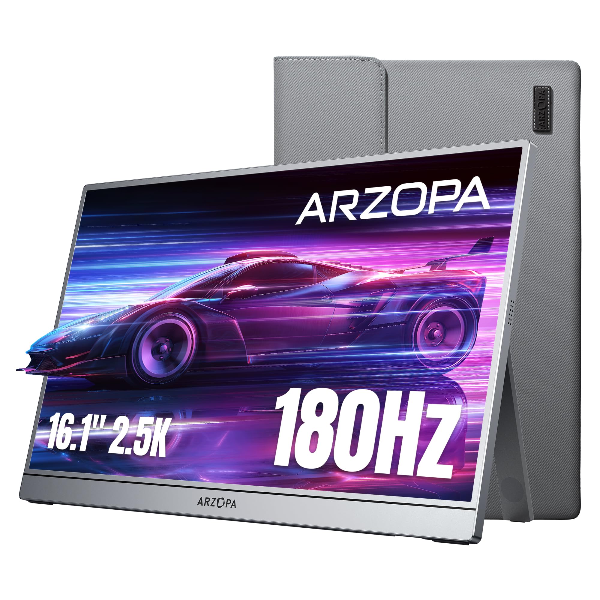 ARZOPA Monitor Portátil 16,1″ 2.5K QHD 180Hz, IPS 100% sRGB HDR10, USB-C y Mini HDMI, Pantalla Externa para Trabajo, Gaming y Viajes, Compatible con PC, Mac, PS5, Xbox y Switch – Z3FC Gris