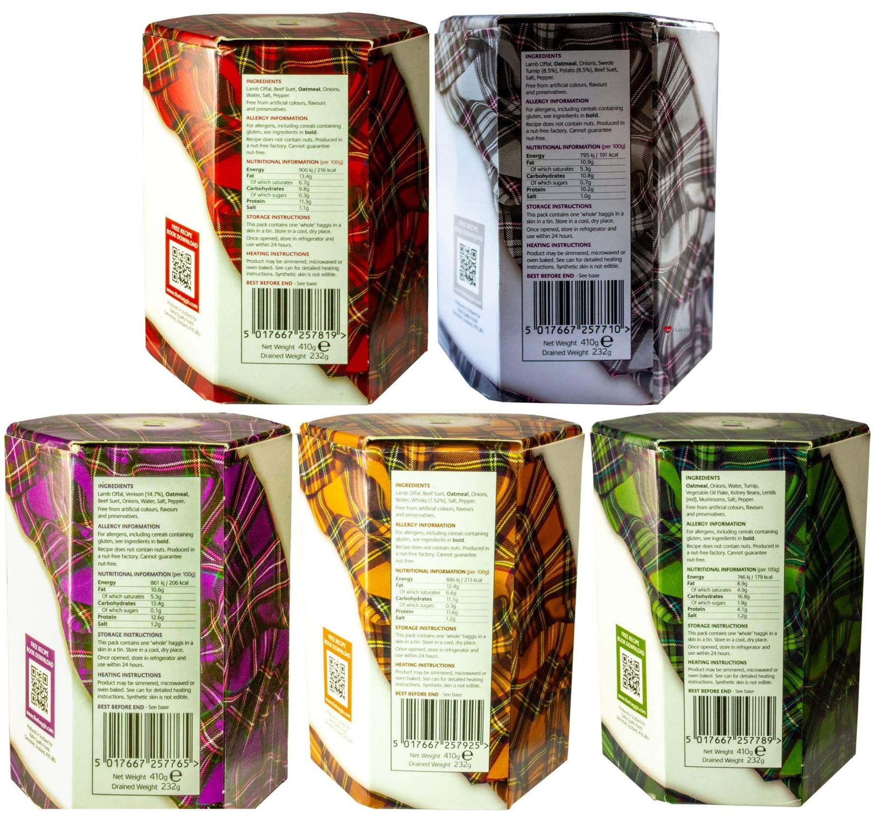 Packung mit 5 Verschiedenen Dosen Schottische Haggis Schottisches Essen Geschenke Schottlands Nationalgericht
