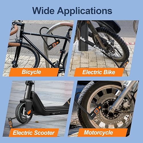 Miniatura 6 de Candados de bicicleta resistentes antirrobo, combinación de 4 dígitos con bloqueo de seguridad a prueba de cortes de 4 pies x 0.315 in, combo grande